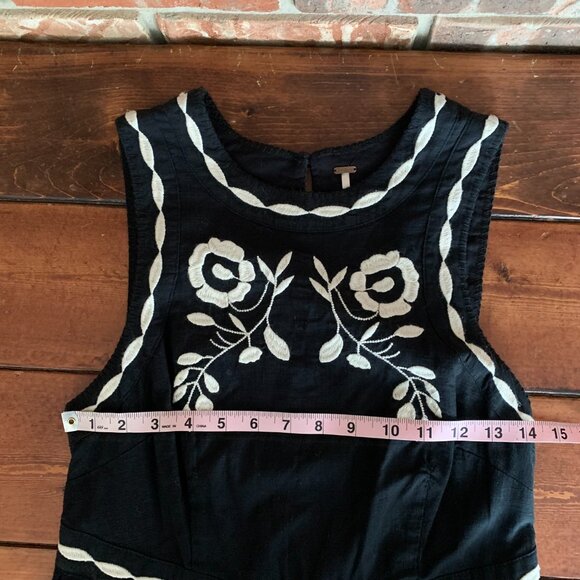 Free People Birds of A Feather Black / White Sleeveless Women's 6 Mini Dress EUC - Picture 12 of 14